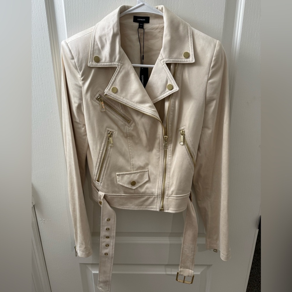 Express Ivory Faux Suede Jacket Small